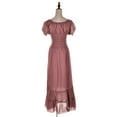thumbnail image 3 of Robe Maxi pour Femme de Style Renaissance Paysanne, Style Bohème, Manches Cap, Garniture en Dentelle, Rose, Grand, 3 of 5