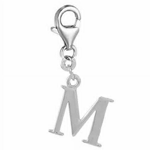 Dangling Letter M Clip on Pendant Charm for Bracelet or Necklace