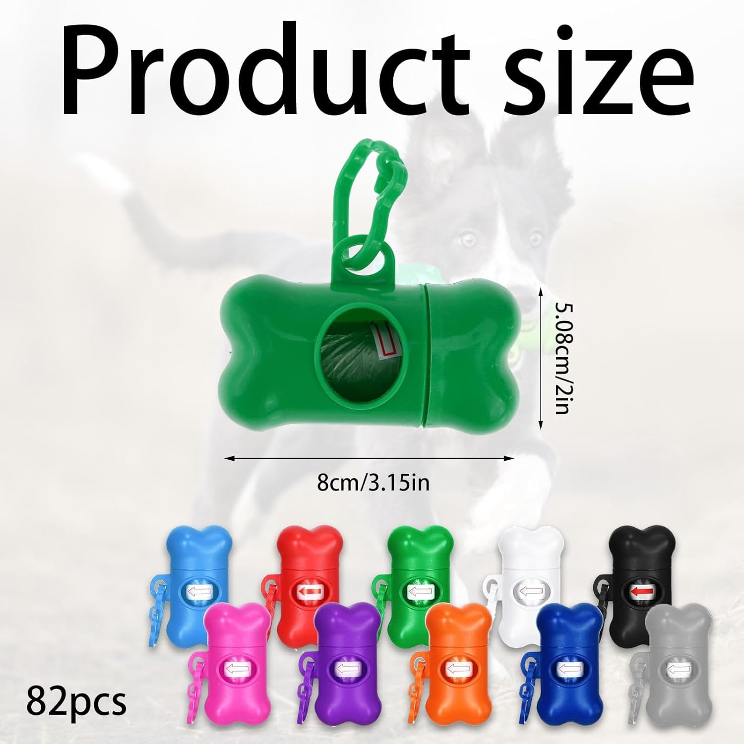 82 Pcs Leak Proof Dog Poop Bag Dispenser with Hook for Leash, Includes Bone Shaped Waste Bags for Walking Hiking and Camping (10 Colors)