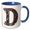 Blue/White, variant on 3drose, Pretty Image of Ruby Jeweled Monogram Letter D, 11oz Two-tone Blue Mug
