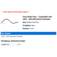 thumbnail image 2 of Front Brake Hose - Compatible with 2003 - 2004 Mitsubishi Outlander, 2 of 2