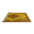 thumbnail image 2 of Ahgly Company Machine Washable Indoor Round Medallion Yellow Traditional Area Rugs, 4' Round, 2 of 4
