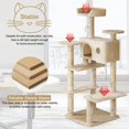 thumbnail image 3 of 54in Cat Tree with Cat Scratching Post, Cat Tower Multi-Level Cat Condo  for Indoor Cats Stand House Furniture Kittens Activity Tower with Funny Toys for Kitty Pet Play House,Beige, 3 of 7