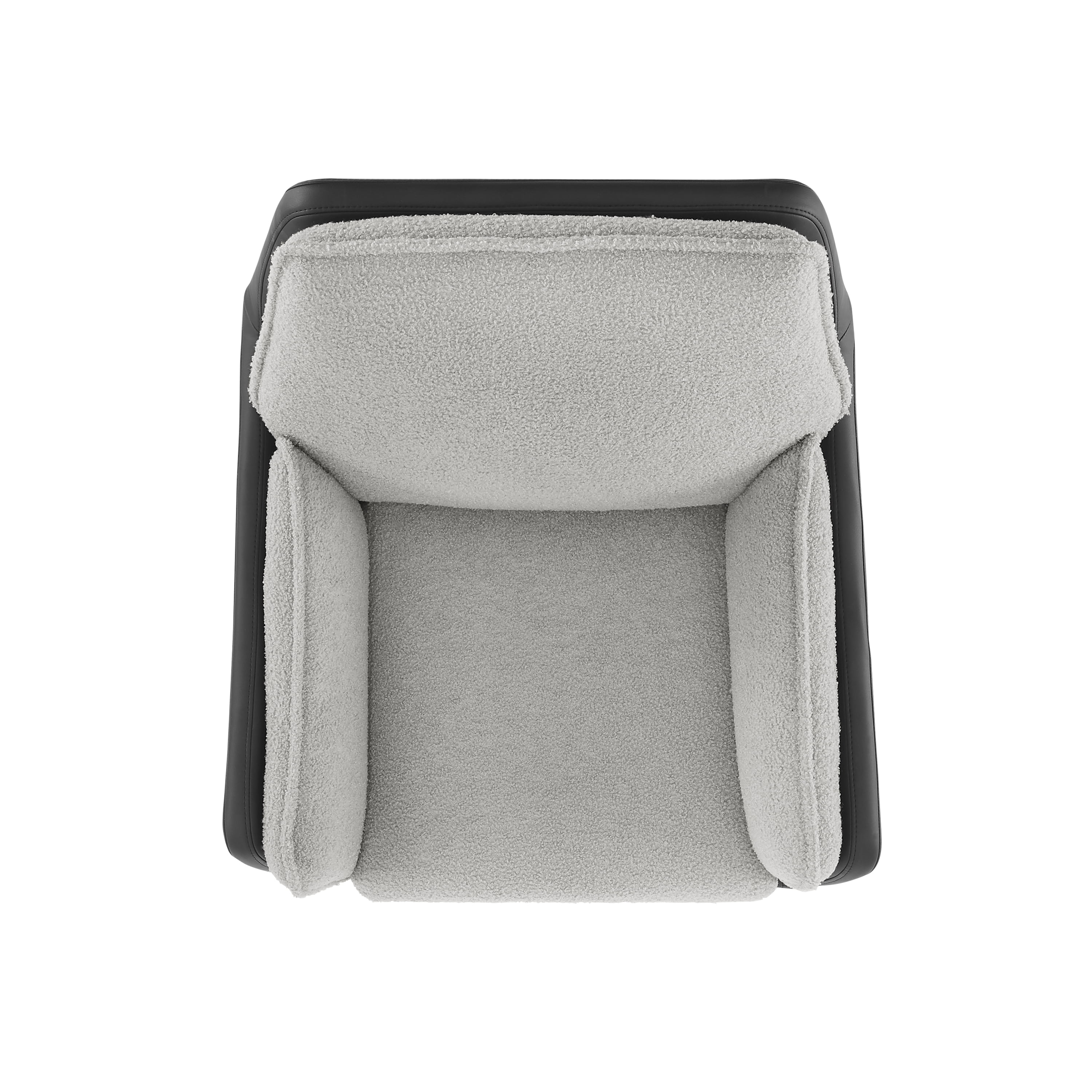 Linon Merle Faux Leather High Back Office Chair with Castors, Black/Gray Sherpa