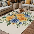 thumbnail image 2 of Fsddascl Yellow Blue Floral Outdoor Rug for Patio/Deck/Porch, Non-Slip Large Area Rug 6 x 9 Ft, Eucalyptus Leaves Botanical Indoor Outdoor Rugs Washable Area Rugs, Reversible Camping Rug Carpet, 2 of 5