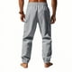 thumbnail image 5 of Pantalones largos para hombre, informales, holgados, ventilados, con bolsillos y cordón, para exteriores, ejercicio, ropa de trabajo, pantalones con faja, pantalones de poliéster para hombre., 5 of 9