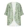 thumbnail image 3 of miqiqism Women's Floral Print Cardigans Long Ruffle Sleeve Kimono Cardigan Teen Girls Floral Printed Loose Cover Up Casual Blouse Retro Tops Flowy Blouses,Green,Large, 3 of 4