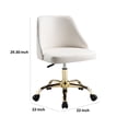 thumbnail image 5 of Benjara Yim 22 Inch Adjustable Swivel Office Chair, White Faux Leather, Gold Metal, 5 of 5