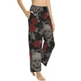 thumbnail image 2 of Kll Womens Skull And Red Roses Print Pajama Pants Soft Pajama Bottoms For Women Cozy Lounge Pants, 2 of 9