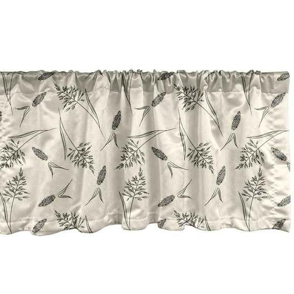 Ambesonne Boho Valance Pack of 2, Botanical Nature Herbs Pattern, 54"X18", Cream and Charcoal Grey