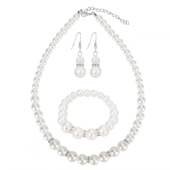 Conjunto de collar, pendientes y pulsera de perlas de imitación para boda, conjunto de joyería nupcial para mujer, regalo de fiesta