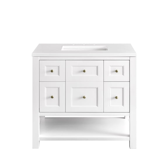 James Martin 330-V36-BW-3WZ Single Vanity Bright White w/ White Zeus Top