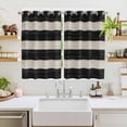 thumbnail image 2 of Black White Striped Kitchen Curtains Window Panels, Farmhouse Vintage Shabby Chic Wood Grain Insulated Window Treatment Curtain, Grommet Curtains for Bedroom/Living Room/Bathroom, 2 Piece 52"Wx63"L, 2 of 8