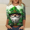 thumbnail image 1 of TaTaai St. Patrick's Day Women's Casual Print Round Neck 3/4 Sleeve T-Shirt Loose Top Gift, 1 of 5