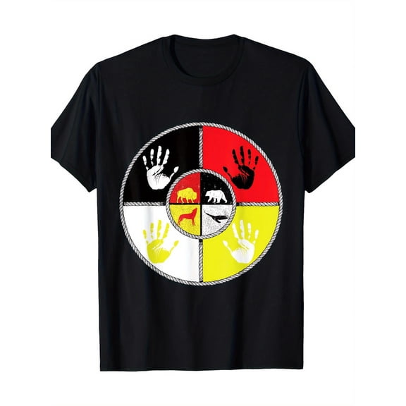 Wheel & MMIW Graphic T-Shirt - 100% Cotton Crew Neck Regular Fit Short Sleeve, 220gsm All-Season Knit Fabric with Vibrant Digital Heat Transfer Print, Cultural Symbol Design for Adult Casual Wear
