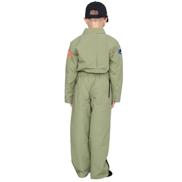 Army Green Pilot Costume Set Adult Jumpsuit Cosplay Flying Party Uniform  Pants