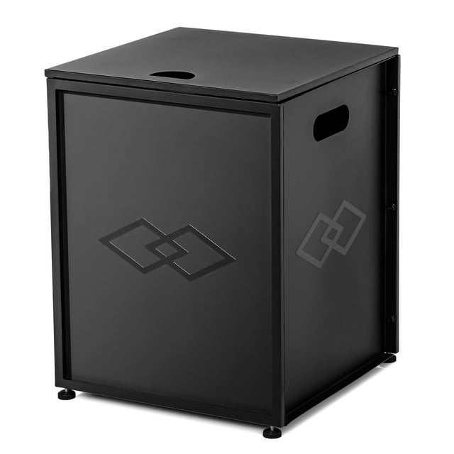 Table de Couverture pour Réservoir de Propane de 20 lb pour l'Extérieur, Abri de Rangement pour Gaz Étanche avec Acier Antirouille, Table d'Appoint Robuste pour Foyer, Patio, Jardin, Noir/bronze, Rotin Imitation/diamant