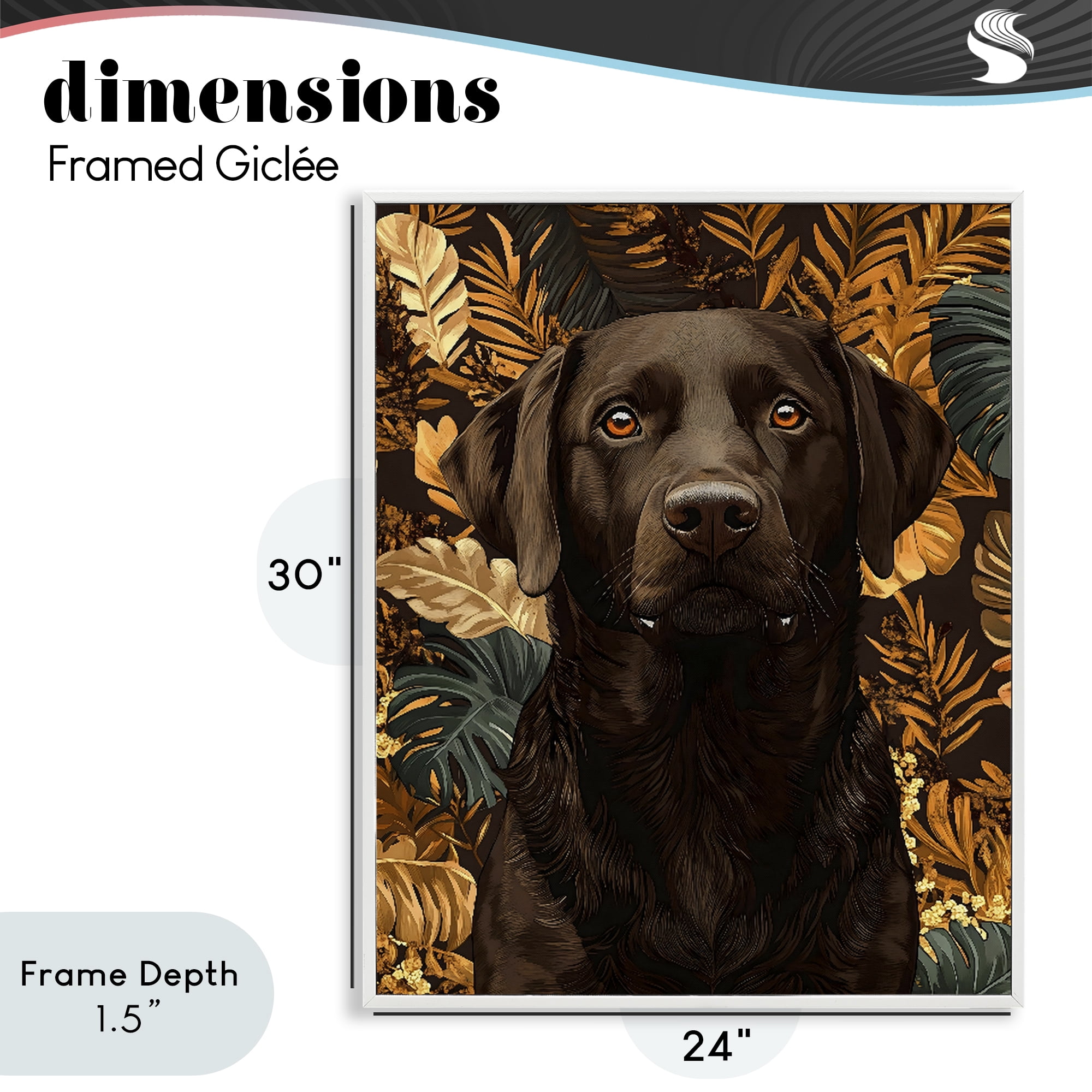 Stupell Industries Labrador with Golden Leaves White Framed Giclee Art, design by Creative Studio