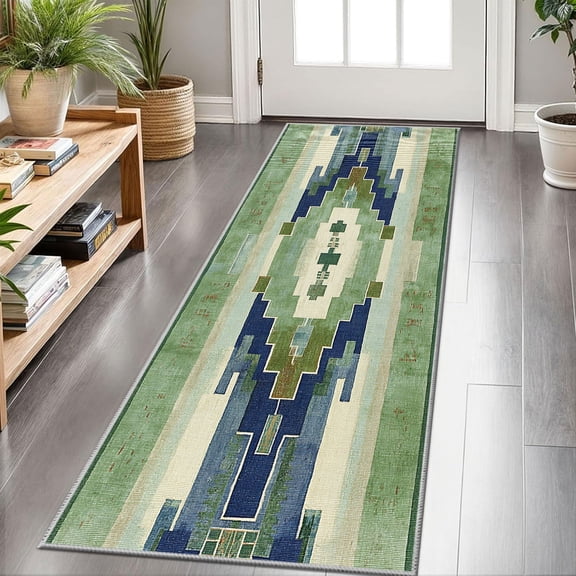 2x6 FT Kitchen Runner Rugs Non Skid Washable, Faux Wool Rug Runners for Hallways Bathroom Carpet Runner, Soft Indoor Modern Floor Rug for Entryway Laundry Room