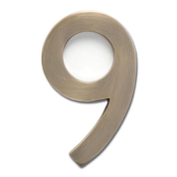 Architectural Mailboxes 3585AB-9 Solid Cast Brass 5 in. Antique Brass Floating House Number 9