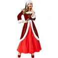 thumbnail image 2 of xiaxaixu Costumes de Noël Robe Reine pour Femmes, Patchwork en Peluche Manches Longues Col Carré Robe Mrs Claus Tenues, 2 of 6