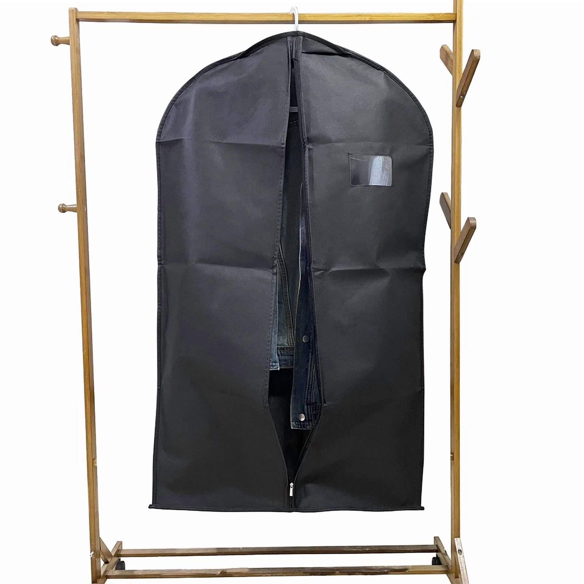 1 Pcs Clothes Garment Dustproof Cover Suit Coat Dress Hanging Storage Bag Black