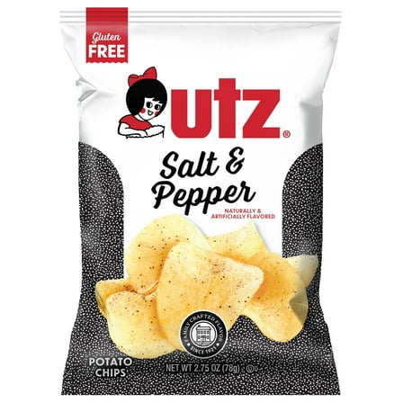 Utz Salt & Pepper Potato Chips, 2.75 oz Snack Bags, 14 Count Pack