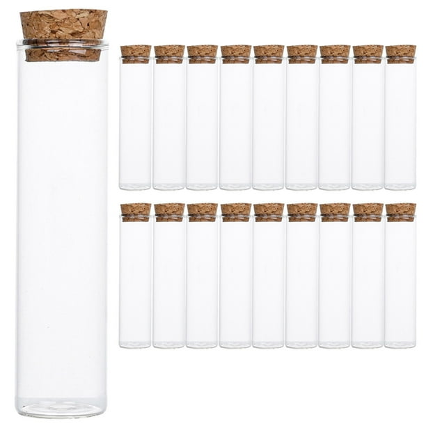 20 frascos de muestra, frascos de vidrio para exhibición de especímenes, frascos de cerillas con corcho