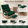 thumbnail image 3 of Homefun Corduroy Rocking Chair Wood Frame with Footrest Adjustable Back Storage Pocket for Nursery Living Room,Green, 3 of 7