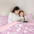 thumbnail image 4 of Homewish Romantic Rose 7 Pieces Bedding Comforter Set,Cute Cartoon Flower Full Bedding Set,Pink White Fitted Sheet Flat Sheet For Girl Teens,Ultra Soft Home Decor Reversible, 4 of 8