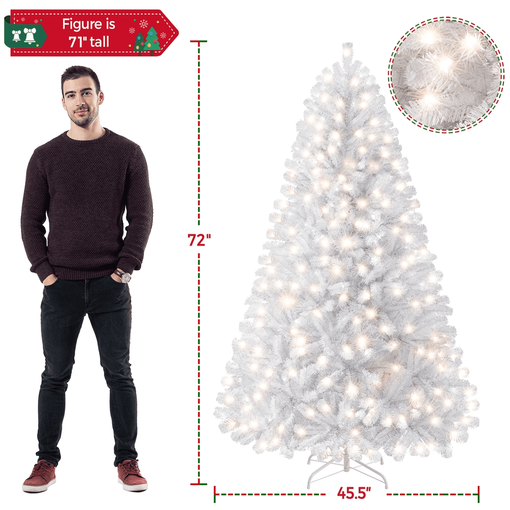 Renwick 6Ft Pre-Lit Fir Artificial Christmas Tree with Foldable Stand, White