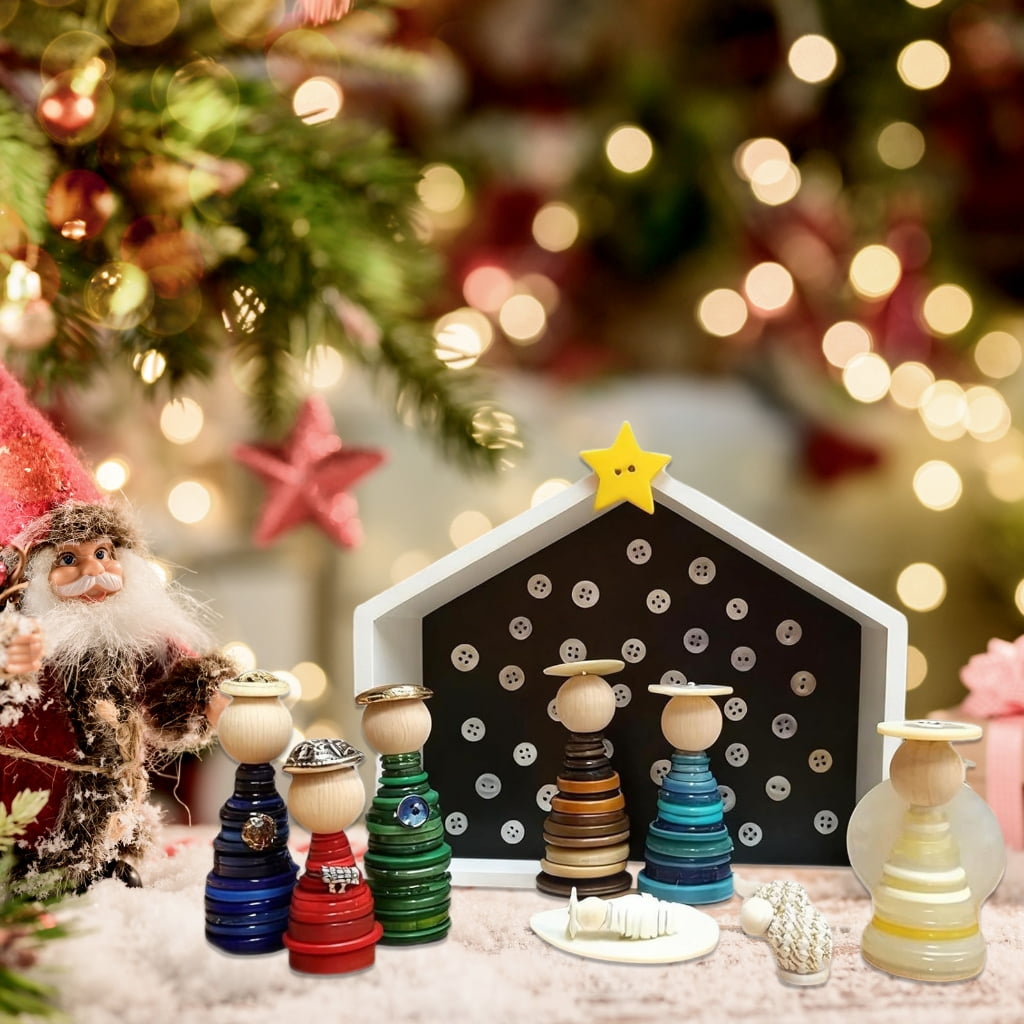 Hristmas Nativity Scene Decors Craft Button Kits Christmas Ornament Making Kits