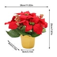 thumbnail image 2 of Artificial Poinsettia Plant in Red Pot | 7.8 Inch Christmas & Easter Floral Arrangement | Faux Bonsai Decor for Home Office Indoor & Outdoor Use, 2 of 5