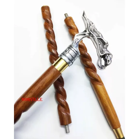 Antique Vintage Dragon Handle stick Collectible wood walking stick cane Victorian Sputnik Wooden Walking Stick Canes