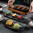 thumbnail image 4 of MasteelfCA 1Pc Japanese Style Sushi Plate Exquisite Rectangular Saury Plate Dessert Plate, 4 of 8