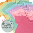 thumbnail image 4 of HonestBaby - Paquete de 10 Camisetas de Manga Corta 100% algodón orgánico para bebé, niños pequeños, Unisex, arcoíris niña,, 4 of 5