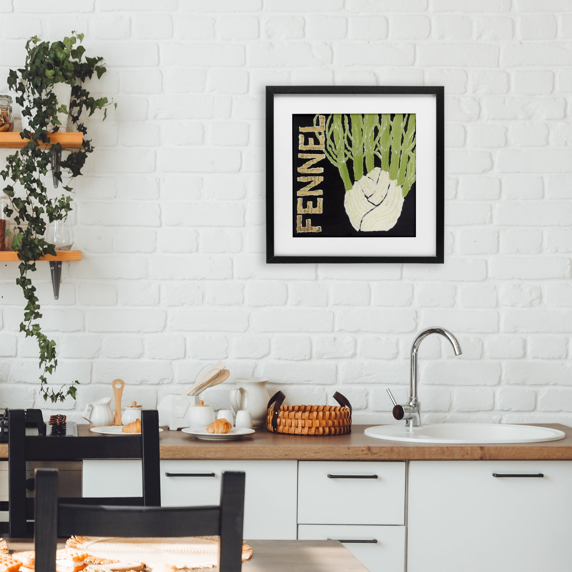 Stupell Industries Fennel Root Vegetable Black Framed Print Under Glass, design by Nancy Overton