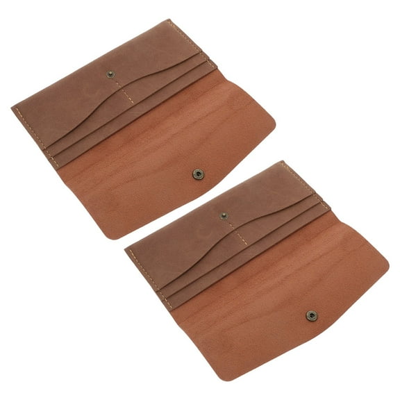 OUNONA 2 Pcs Money Clip Retro Leather Wallet Men and Women 19.00X9.50X1.00CM Brown