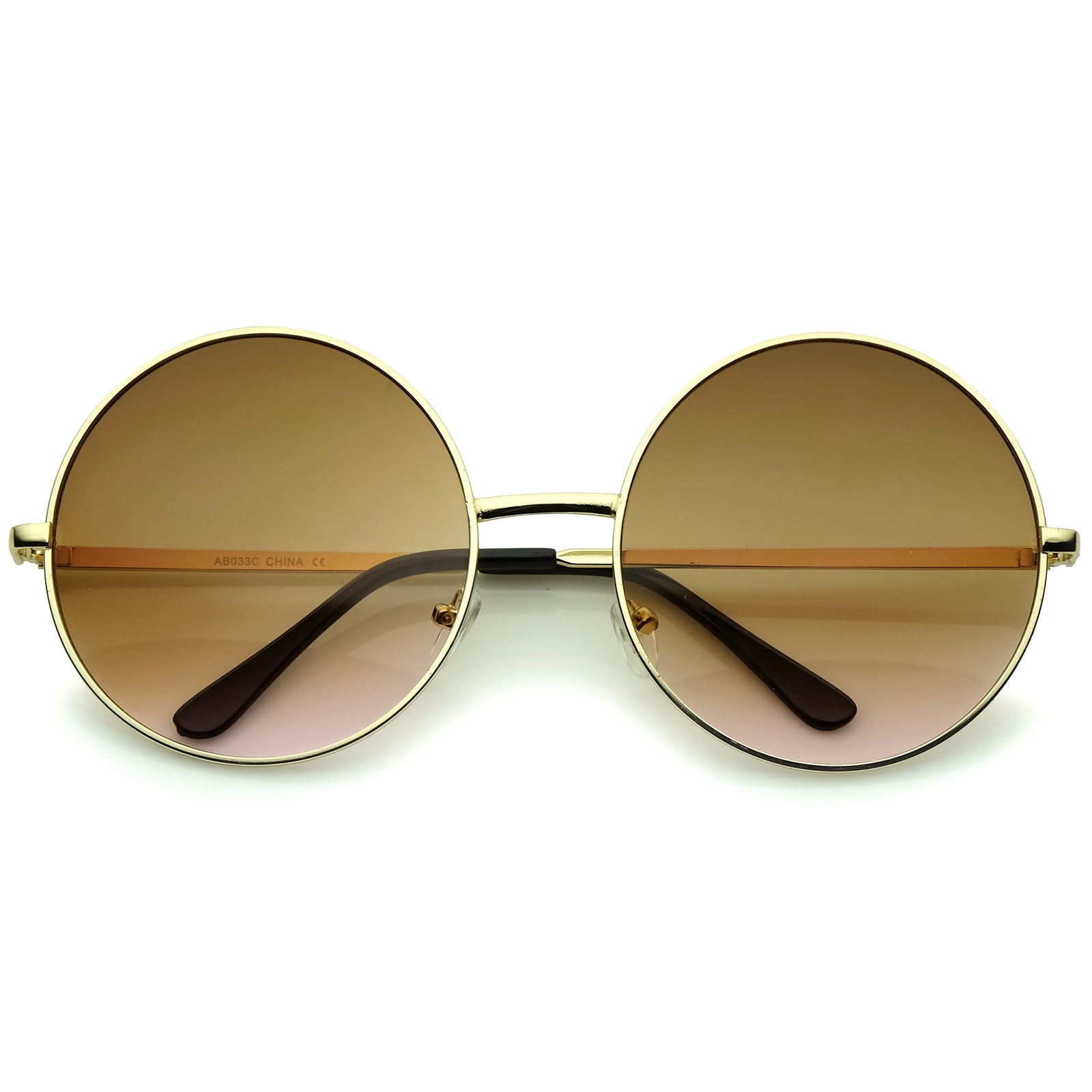 Super Oversize Slim Temple Colorful Gradient Lens Round Sunglasses 61mm 
