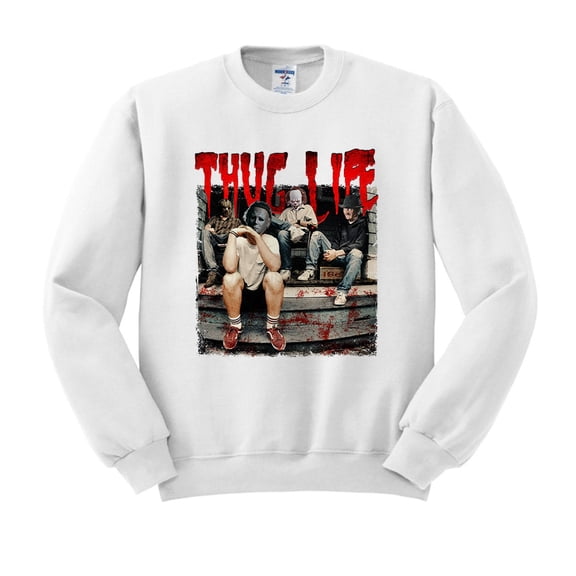 Horror Halloween Thug Life Sweatshirt Unisex Large White