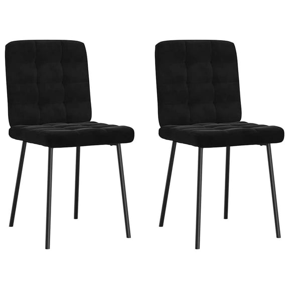 vidaXL Dining Chair Set of 2 Black Velvet (100% polyester), plywood, metal