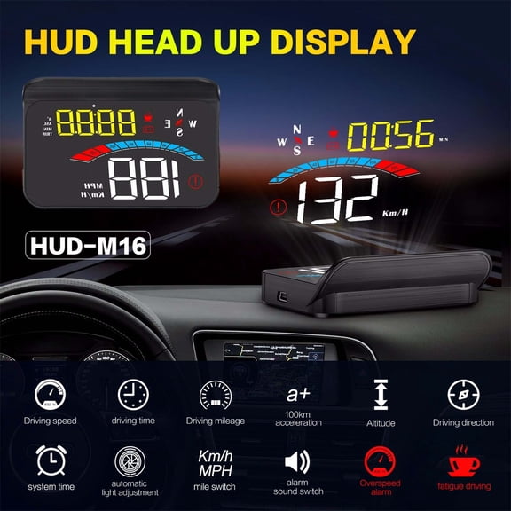 Car Digital GPS Speedometer Up Display with Ultra-Fast MPH/KM Tired Alarm, Head Up Display HUD with 3.5 Inch HD Screen Multi-Color Display, Speedometers for Vehicles Trucks with Auto Power On/Off