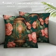 thumbnail image 3 of Shiartex  Butterflies and Blooming Roses，Pillow Cover Printed Pillowcase Square Decorative Cushion Cover Soft for Car Sofa Bed Couch Room ，Pink, 3 of 5