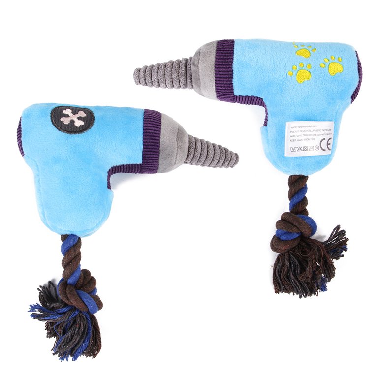 Black And Decker Pet Plush Drill Toy With Squeaker And Rope