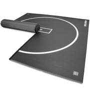 Meister FlexFloor Wrestling Mat - 10ft x 10ft Roll-Up Pro Training Mat for Home & Gym - Black