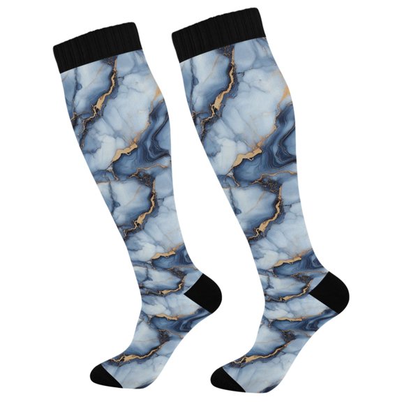 FORMRS Womens Knee High Socks Casual Long Thick Travel Daily Wear, 1 Pair, Abstract Marble Pattern