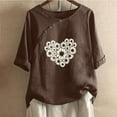 thumbnail image 2 of Birdeem T-Shirt Décontracté en Coton et Lin Imprimé à Manches Courtes Col Rond Boutonné, 2 of 12