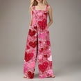 thumbnail image 2 of Cavosen Rompers for Women Valentines Oversized Linen Jumpsuits Button Long Overalls with Pocket Heart Summer Casual Rompers, 2 of 6
