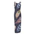 thumbnail image 6 of Wycnly Dresses for Women 2025 Fashion Sexy Drawstring Slit Bodycon Knitted Ribbed Party Club Tank Dresses Daisy Print Sleeveless U-Neck Long Formal Dresses for Women Blue s, 6 of 6