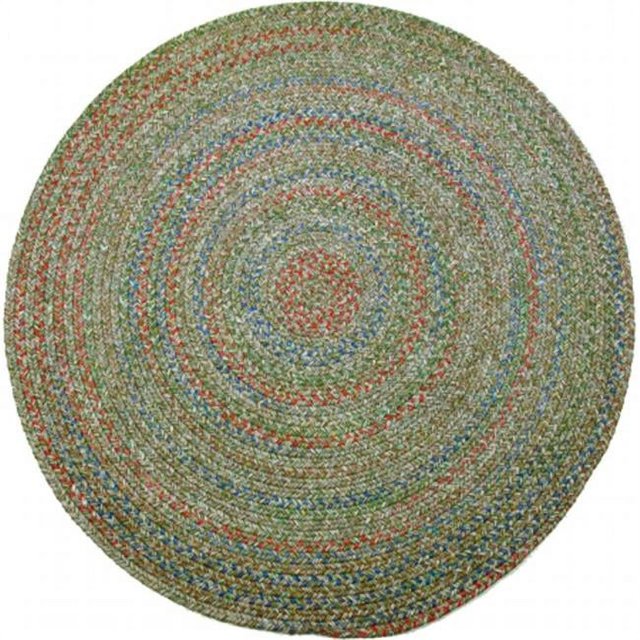 Rhody Rug SO65R048X048 Sophia Tapis Rond Tressé Multicolore Intérieur-Extérieur 4 Pi, Vert Mousse